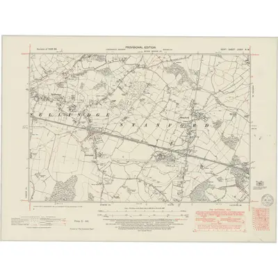 1938 Map of Kent LXXIV.NW, 1949 Print