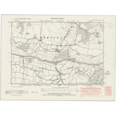 1938 Map of Kent LXXIV.SW, 1947 Print