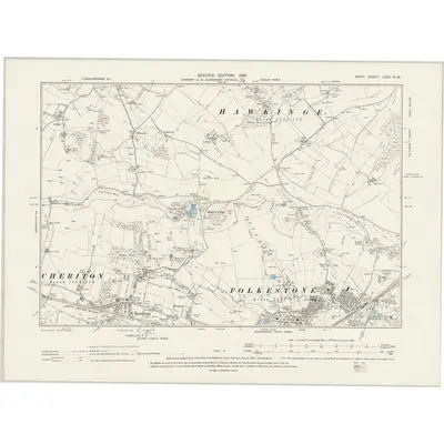 1896 Map of Kent LXXV.NW, 1899 Print