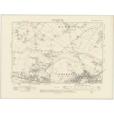 1906 Map of Kent LXXV.NW, 1908 Print