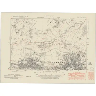 1937 Map of Kent LXXV.NW, 1950 Print