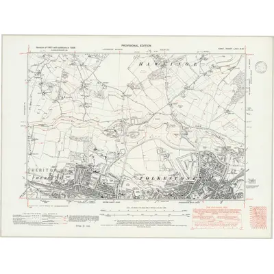 1938 Map of Kent LXXV.NW, 1947 Print