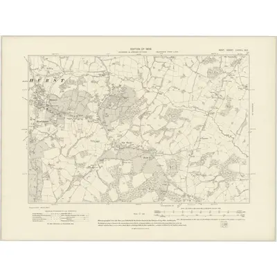 1906 Map of Kent LXXVIII.NE, 1909 Print
