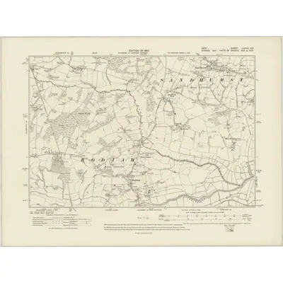1907 Map of Kent LXXVIII.SE, 1910 Print
