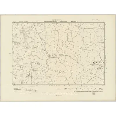 1906 Map of Kent LXXX.NW, 1909 Print