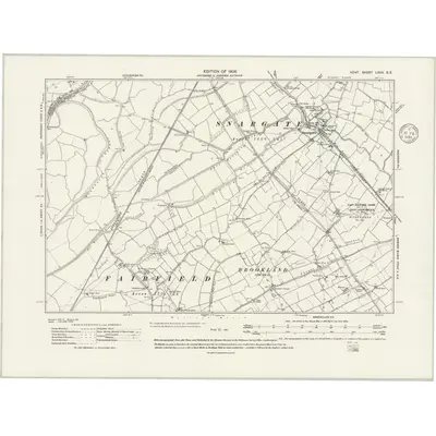1906 Map of Kent LXXX.SE, 1936 Print