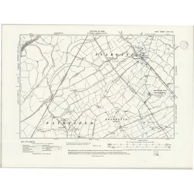 1906 Map of Kent LXXX.SE, 1938 Print