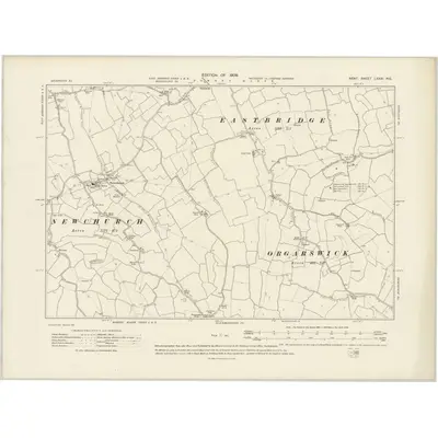 1906 Map of Kent LXXXI.NE, 1908 Print