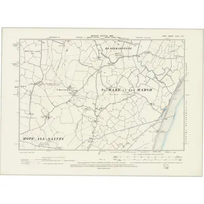 1896 Map of Kent LXXXI.SE, 1899 Print