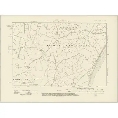 1906 Map of Kent LXXXI.SE, 1908 Print