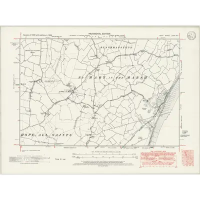 1938 Map of Kent LXXXI.SE, 1946 Print