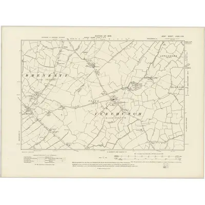 1906 Map of Kent LXXXI.SW, 1908 Print