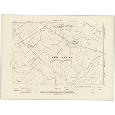 1906 Map of Kent LXXXIV.NW, 1909 Print