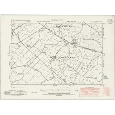 1938 Map of Kent LXXXIV.NW, 1946 Print