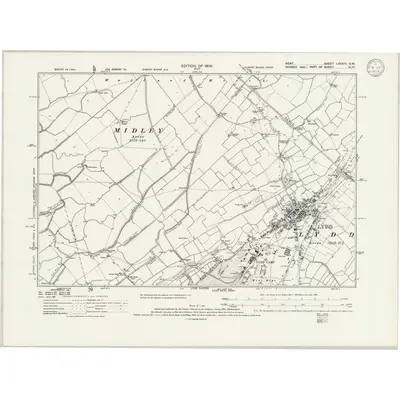 1906 Map of Kent LXXXIV.SW, 1933 Print