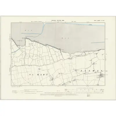 1895 Map of Kent V.SW, 1898 Print