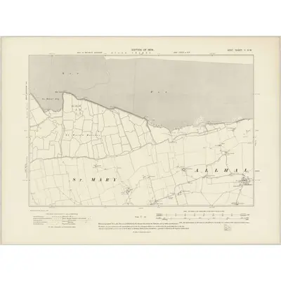 1906 Map of Kent V.SW, 1909 Print