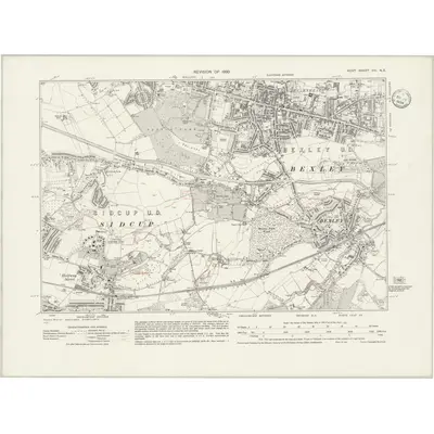 1930 Map of Kent VIII.NE, 1934 Print