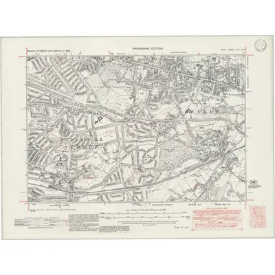1938 Map of Kent VIII.NE, 1946 Print