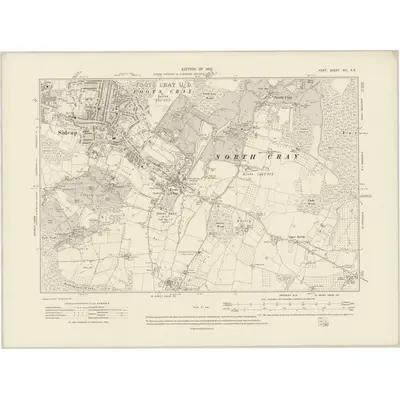 1907 Map of Kent VIII.SE, 1910 Print