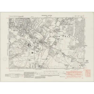 1938 Map of Kent VIII.SE, 1947 Print