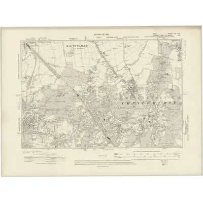 1907 Map of Kent VIII.SW, 1910 Print