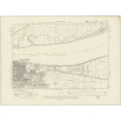 1907 Map of Kent X.NE, 1909 Print