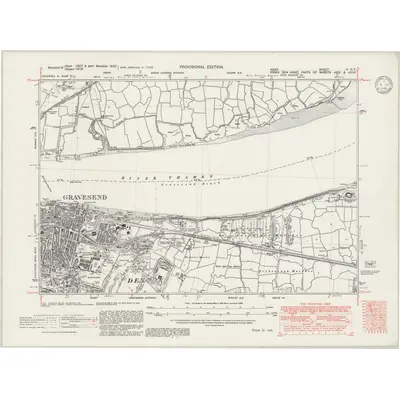 1938 Map of Kent X.NE, 1946 Print