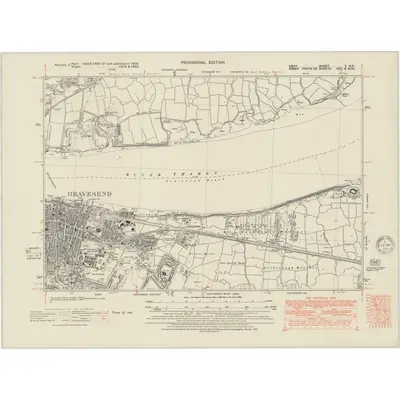 1938 Map of Kent X.NE, 1951 Print