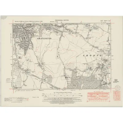 1946 Map of Kent X.SE, 1950 Print