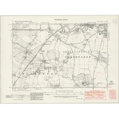 1938 Map of Kent X.SW, 1946 Print