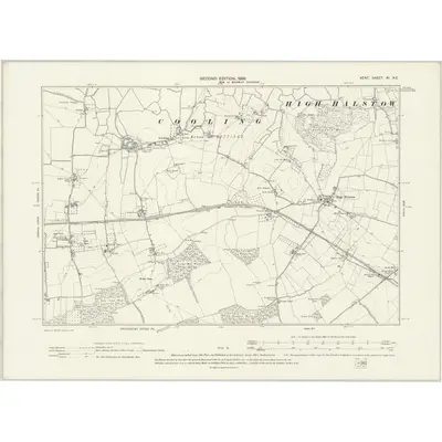 1895 Map of Kent XI.NE, 1898 Print