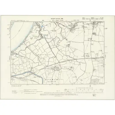 1895 Map of Kent XI.NW, 1898 Print