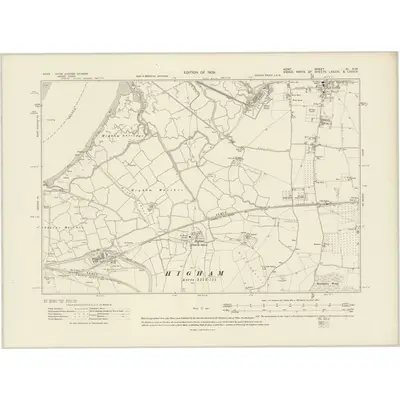 1907 Map of Kent XI.NW, 1910 Print