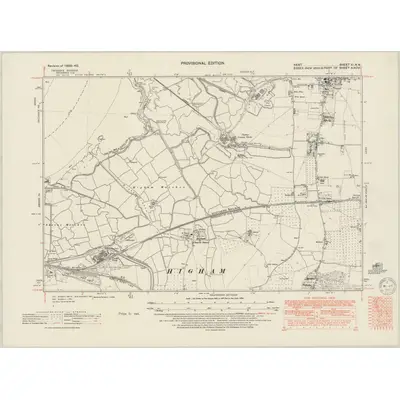 1939 Map of Kent XI.NW, 1950 Print