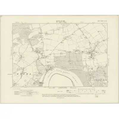 1906 Map of Kent XI.SE, 1909 Print
