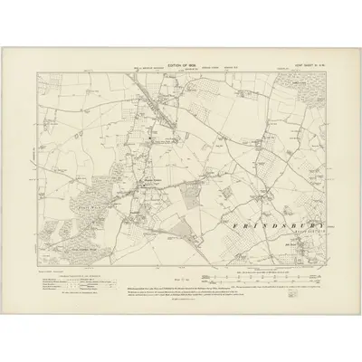 1907 Map of Kent XI.SW, 1909 Print
