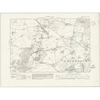 1930 Map of Kent XI.SW, 1938 Print