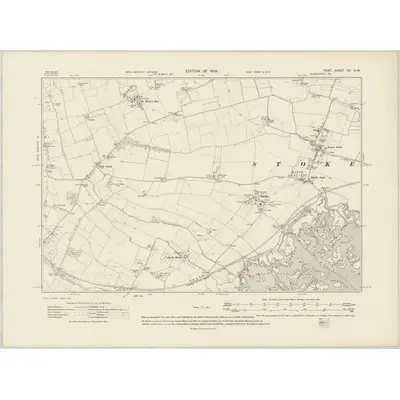1906 Map of Kent XII.NW, 1909 Print
