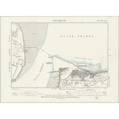 1896 Map of Kent XIII.NW, 1899 Print