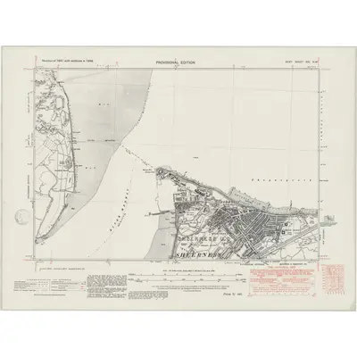 1938 Map of Kent XIII.NW, 1947 Print