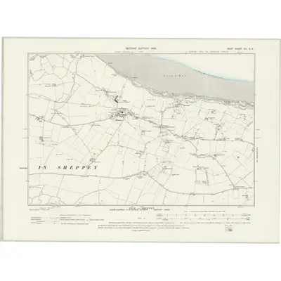 1896 Map of Kent XIII.SE, 1898 Print