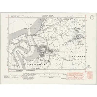 1938 Map of Kent XIII.SW, 1946 Print