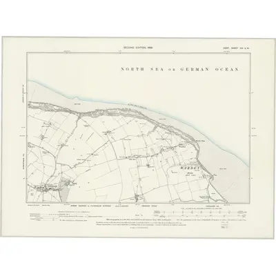 1896 Map of Kent XIV.SW, 1898 Print