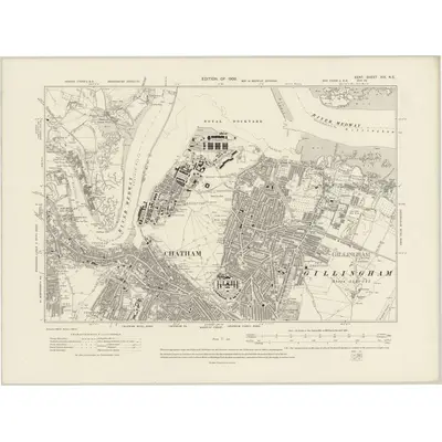 1906 Map of Kent XIX.NE, 1909 Print