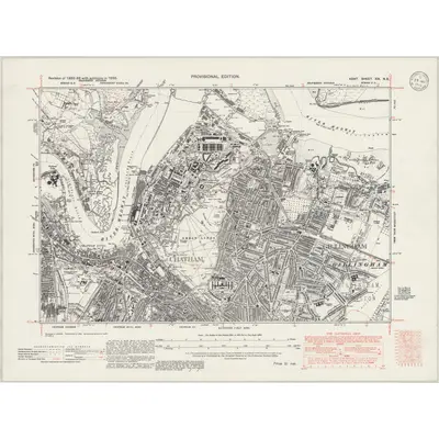 1938 Map of Kent XIX.NE, 1946 Print