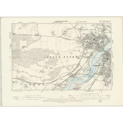 1895 Map of Kent XIX.NW, 1898 Print