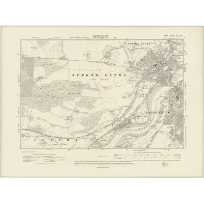 1907 Map of Kent XIX.NW, 1910 Print