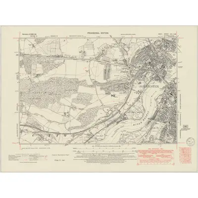 1938 Map of Kent XIX.NW, 1950 Print