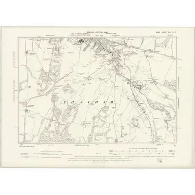 1895 Map of Kent XIX.SE, 1898 Print